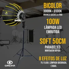 Softbox Led 100w Bicolor Greika Montagem Rapida Com Baterias Foto mini  2