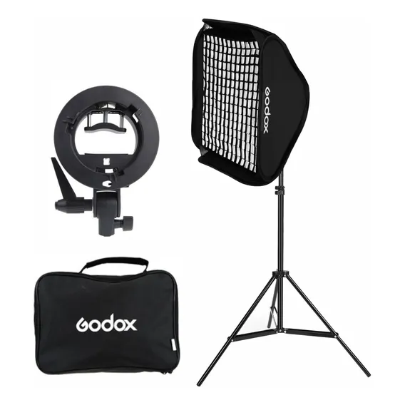 Softbox Para Flash Speedlight 60x60 Cm Com Tripé 2 Metros Foto 1