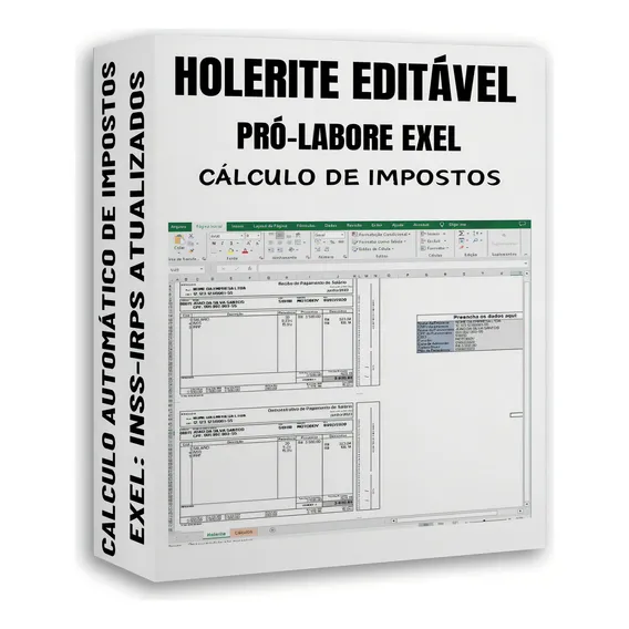 Software Comercial Holerite Editável Pró-labore Versão Tabelas De Imposto Atualizada Holerite Editável Em Exel - Formato Digital Licença De 10 Anos Foto 1