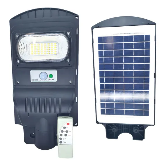 Solar Luminária Pública Poste Rua Led 50w C/ Sensor Cor Preto Foto 1