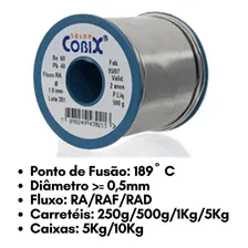 Solda Estanho 1mm 60x40 (snxpb) C/ Fluxo Rolo 250g - Cobix Foto mini 3