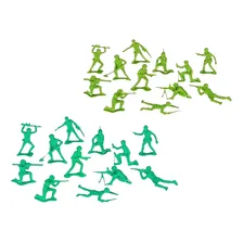 Soldadinhos Forças Armadas Exército Guerra Soldados De Brinquedo De Plástico 24 Bonecos Miniaturas Verde - Gulliver Foto mini 2