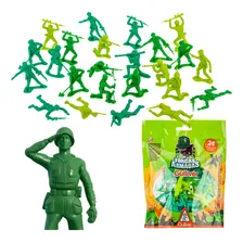 Soldadinhos Forças Armadas Exército Guerra Soldados De Brinquedo De Plástico 24 Bonecos Miniaturas Verde - Gulliver Foto mini 4