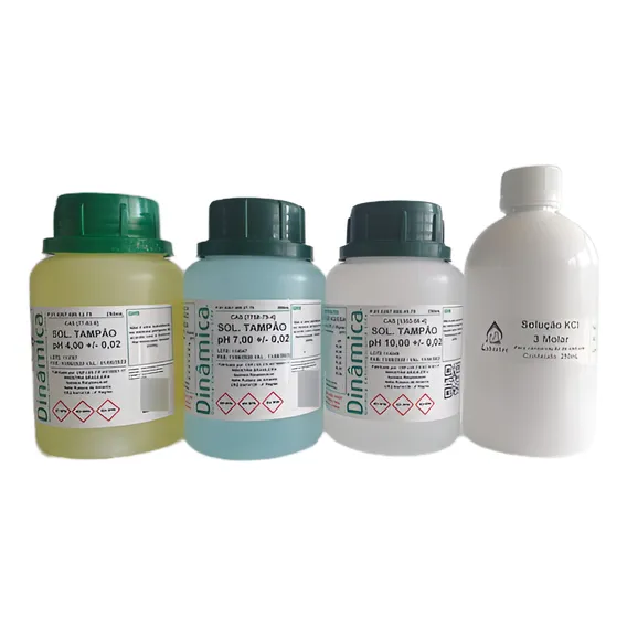 Soluções Tampão Buffer Calibrar Phmetro Ph 4, 7, 10 E Kcl 3m Foto 1