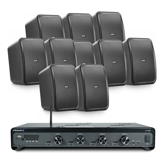 Som Ambiente 10 Caixas Frahm 6hs Amplificador Slim 4500 Foto 1