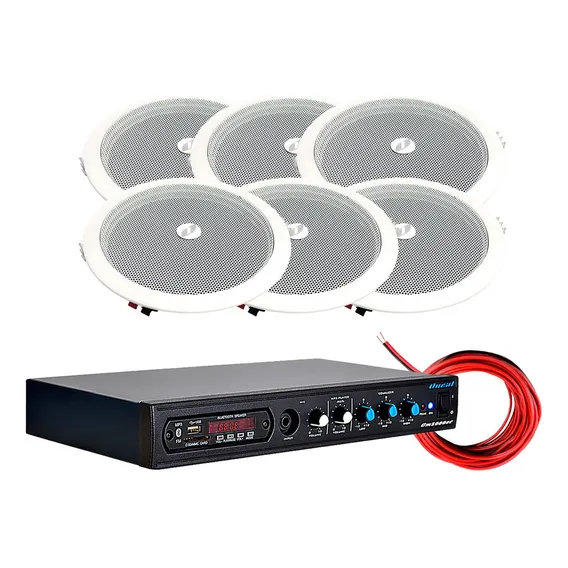 Som Ambiente Oneal C/ 6 Arandelas + Receiver E Cabo 50mt 110-220 Foto 1