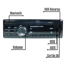 Som Automotivo Bluetoth Usb Sd Aux Radio Mp3 Com Controle Foto mini 3