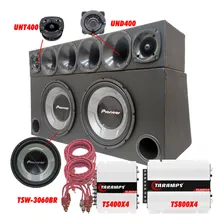 Som Completo Caixa 2 Sub Pioneer + Corneteira + 2 Modulos Cor Preto Foto mini  2