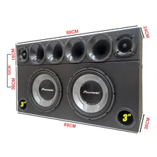 Som Completo Caixa 2 Sub Pioneer + Corneteira + 2 Modulos Cor Preto Foto mini  3