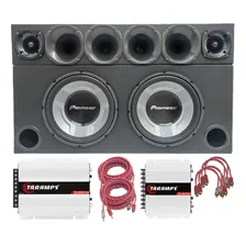 Som Completo Caixa 2 Sub Pioneer + Corneteira + 2 Modulos Cor Preto Foto  mini 1