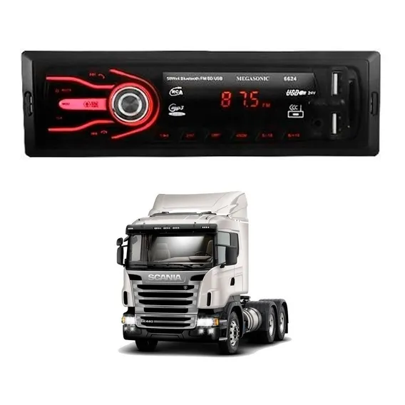 Som Radio Caminhao 24v Megasonic Mp3 Usb Aux Bluetooth 50w Foto 1