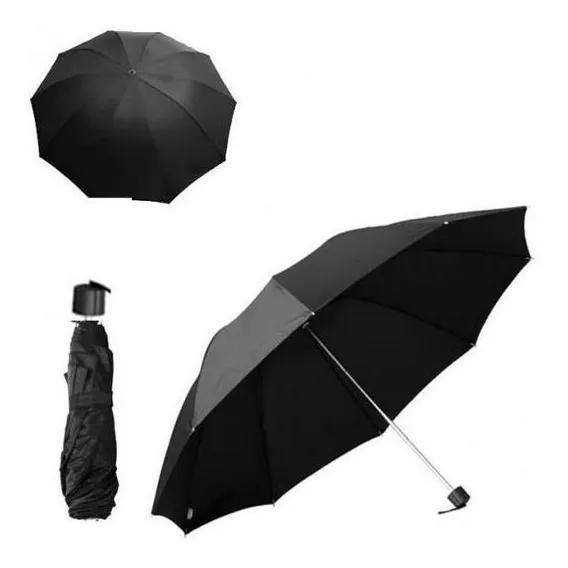 Sombrinha Guarda Chuva De Bolsa Preta Unissex Foto 1