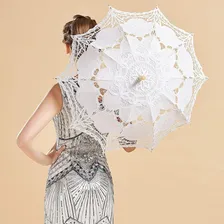 Sombrinha Oriental Branca Renda Casamento 65cm Foto mini 2