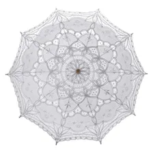 Sombrinha Oriental Branca Renda Casamento 65cm Foto mini 3