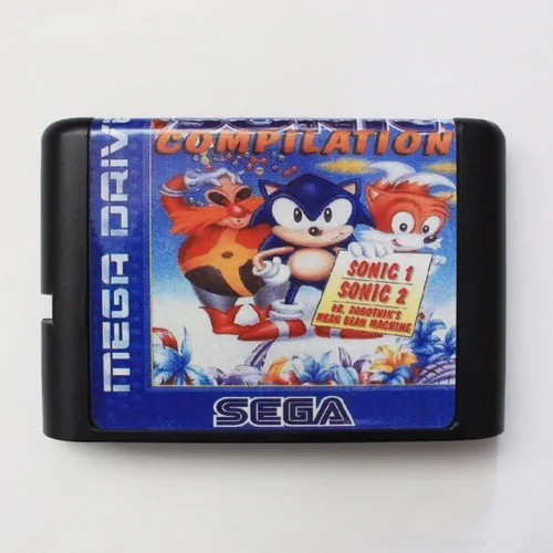 Sonic 1 + 2 +dr. Robotnik's Mean Bean Machine Mega Drive Foto 1