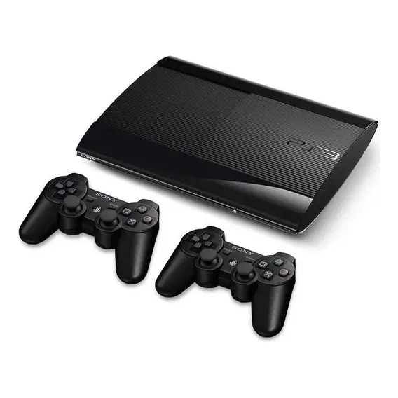 Sony Playstation 3 Super Slim Standard cor preto com 2 controles Foto 1