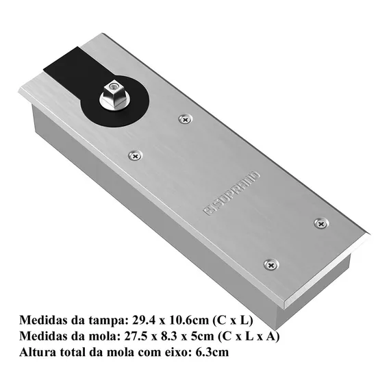 Soprano P330 Mola Piso Porta Vidro Potência Ajustável Eixo Santa Marina Portas Até 120Kg Inox Foto 1