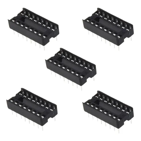 Soquete Para Ci 16 Pinos Dip Estampado Pci - Kit 5 Peças Foto 1