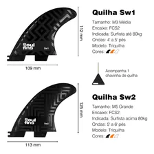 Soul Fins Quilha Fcs2 Média Preta Triquilha Fcs2 + Chavinha de Quilha Surf Pranchinha Shortboard Quilha RÃgida Performance 3 Unidades Foto mini 3