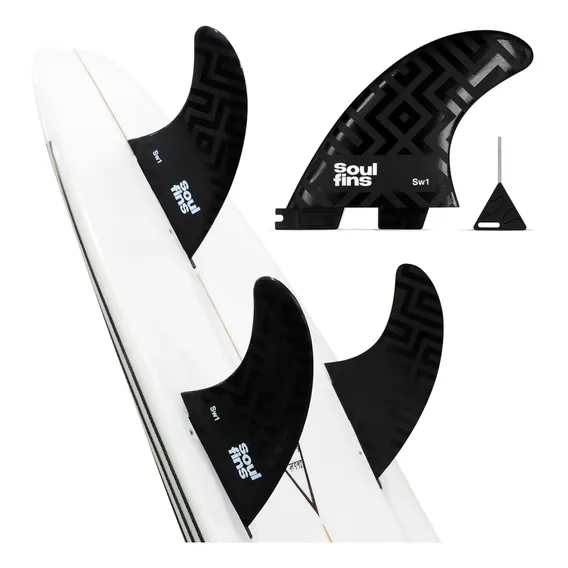 Soul Fins Quilha Fcs2 Média Preta Triquilha Fcs2 + Chavinha de Quilha Surf Pranchinha Shortboard Quilha RÃgida Performance 3 Unidades Foto 1