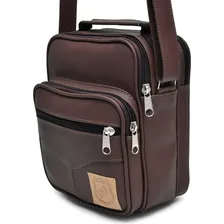Soulder Bag Grande Pasta Tiracolo Bolsa Transversal Unissex Cor Marrom-Café Foto mini 4