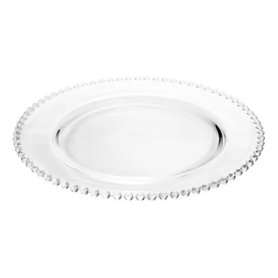 Sousplat De Cristal Transparente Pearl 32cm Bolinha Wolff Foto 1