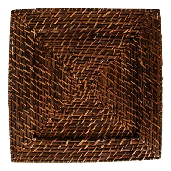 Sousplat Quadrado Mundiart Rattan Bambu Marrom Escuro Foto 1