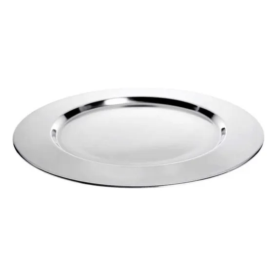 Sousplat Redondo Aço Inox 33 Cm Suplat Mesa Posta Buffet Liso Foto 1