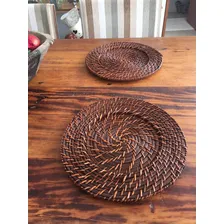 Sousplat Redondo Jogo Americano Marrom Rattan E Bambu 32cm Foto mini 4