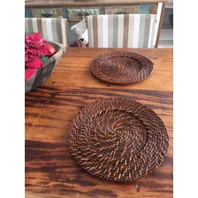 Sousplat Redondo Jogo Americano Marrom Rattan E Bambu 32cm Foto mini 2