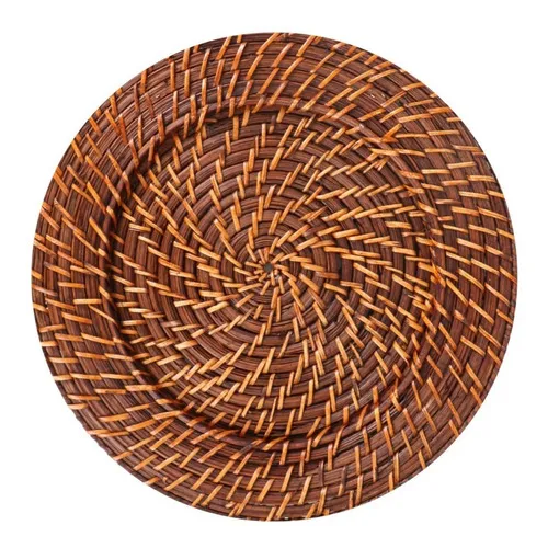 Sousplat Redondo Jogo Americano Marrom Rattan E Bambu 32cm Foto 1