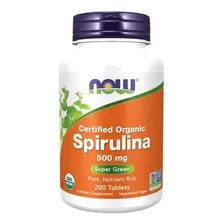 Spirulina 500mg 200 Tabs Espirulina Orgânica Certificada Now Sabor Sem Sabor Foto mini 2