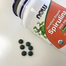 Spirulina 500mg 200 Tabs Espirulina Orgânica Certificada Now Sabor Sem Sabor Foto mini 3