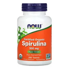 Spirulina 500mg 200 Tabs Espirulina Orgânica Certificada Now Sabor Sem Sabor Foto mini 1