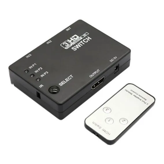 Spliter Switch Hdmi 3x1 1080p 3 entradas Full Hd Remoto Foto 1