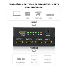Splitter Distribuidor Divisor Repetidor Hdtv Hdmi 4k 3d 1x4 Foto mini 4