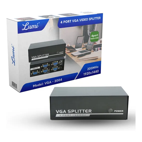 Splitter Vga 1x4 Distribuidor / Divisor De Sinal De Video Lumi Foto 1