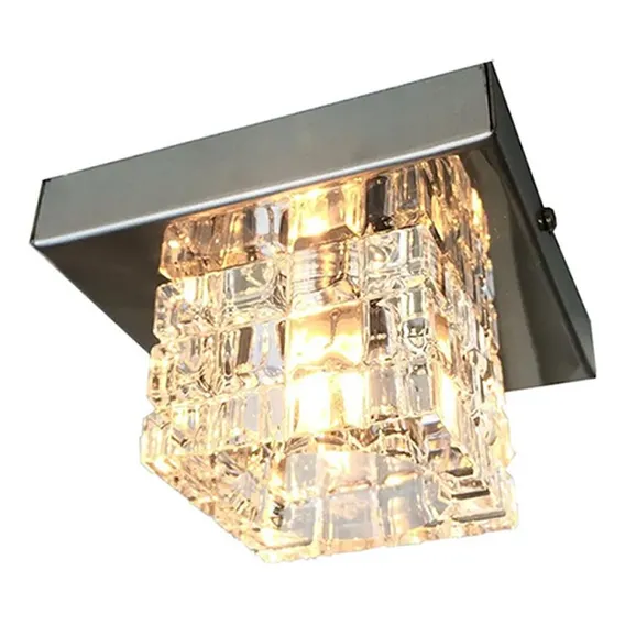 Spot Cristal Sobrepor Plafon Quadrado Base Inox 11cm Ac974s Foto 1