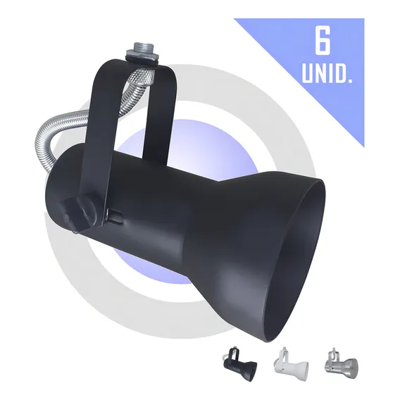 Spot De Trilho Lampada Par20 Ou Bulbo Led Kit 6 Unid - Soft Cor Preto 110V/220V Foto 1