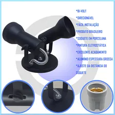 Spot Duplo De Sobrepor Duas Lampadas Bocal E27 Kit C/ 2 Uni Cor Preto Foto mini  3