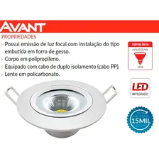 Spot Embutir Led 7w 3000k Branco Quente Redondo Forte Direcionável Avant Foto mini 2