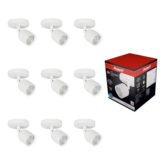 Spot Led Elegance Avant Sobrepor 7w 6500k Bivolt Branco 10un Foto 1