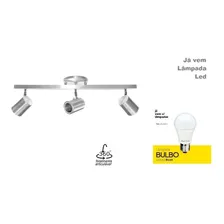 Spot Led Trilho 57cm Escovado Lampadas Bulbo 5163 Tr 3000 Branco Quente Foto mini 4