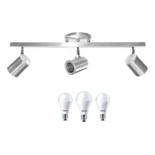Spot Led Trilho 57cm Escovado Lampadas Bulbo 5163 Tr 3000 Branco Quente Foto mini 1