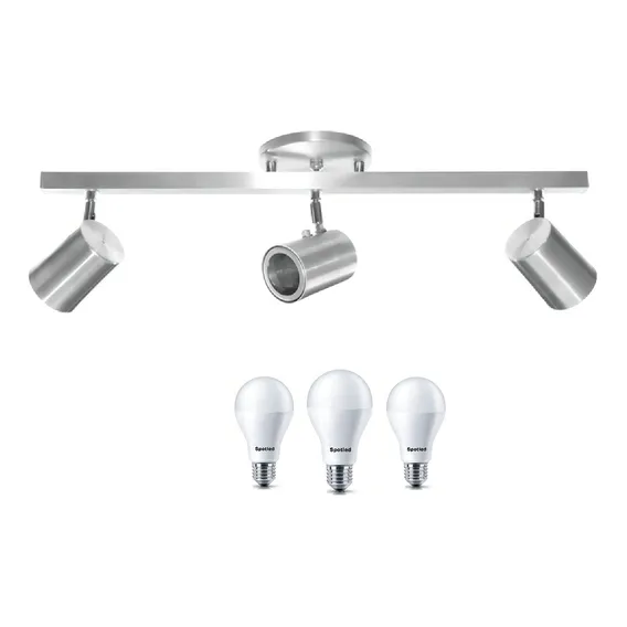 Spot Led Trilho 57cm Escovado Lampadas Bulbo 5163 Tr 3000 Branco Quente Foto 1