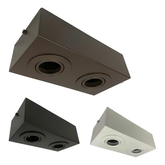 Spot Plafon Sobrepor Duplo P/ Dicróica Gu10 + Led Estrutura Branco-frio Foto 1