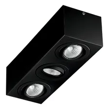 Spot Plafon Sobrepor Triplo 3 Dicroica Aluminio Preto Foto  mini 1