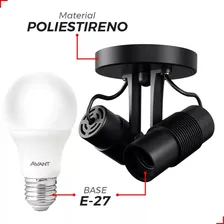 Spot Sobrepor Basic Preto Para 2 E27 Lâmpadas Bivolt Avant Foto mini 4