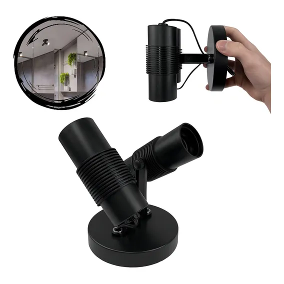 Spot Sobrepor Basic Preto Para 2 E27 Lâmpadas Bivolt Avant Foto 1