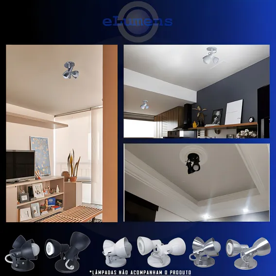 Spot Sobrepor Duplo Para Quarto Sala Cozinha 2 Uni Led Bocão Cor Preto Foto 1
